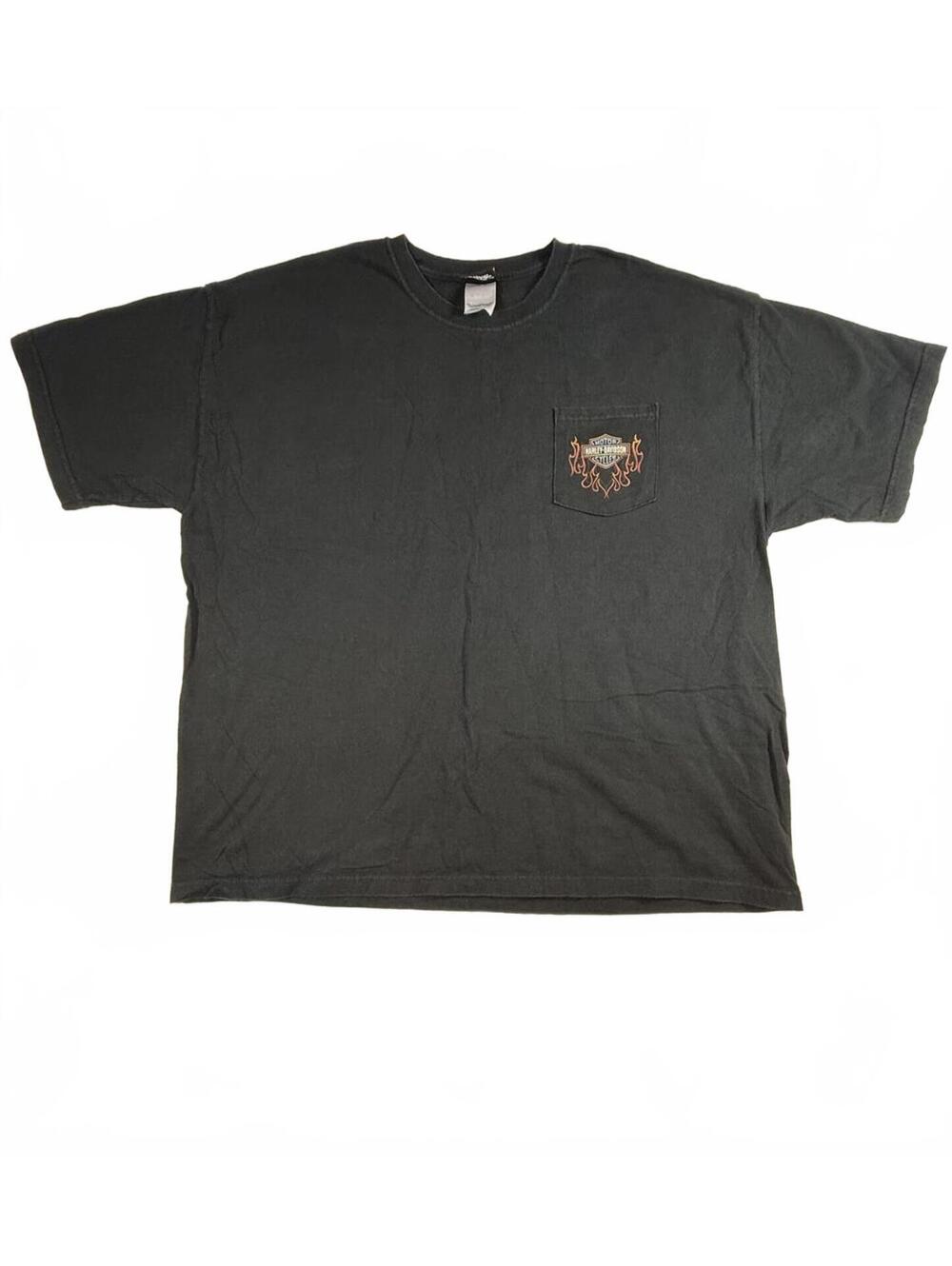 Harley-Davidson Bahamas Nassau Black Faded Graphic Pocket T-Shirt 2XL DBL Stitch
